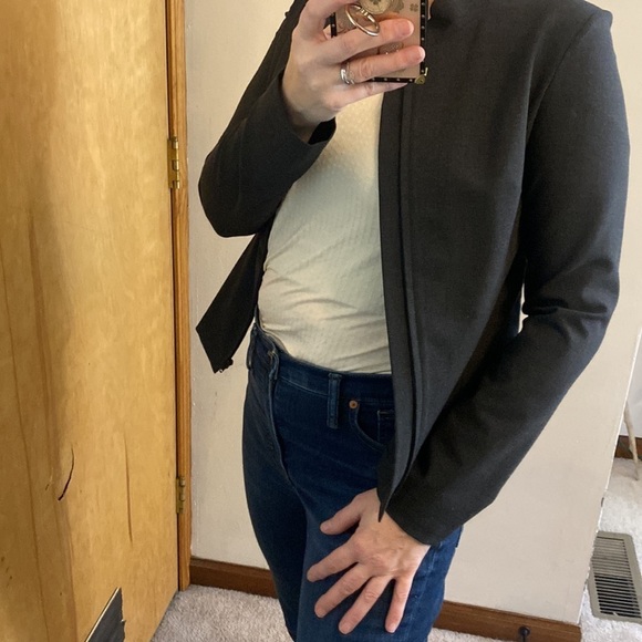 Talula Babaton Aritzia Wool Blend Dark Gray Stand Neck Zip Blazer - Picture 9 of 10